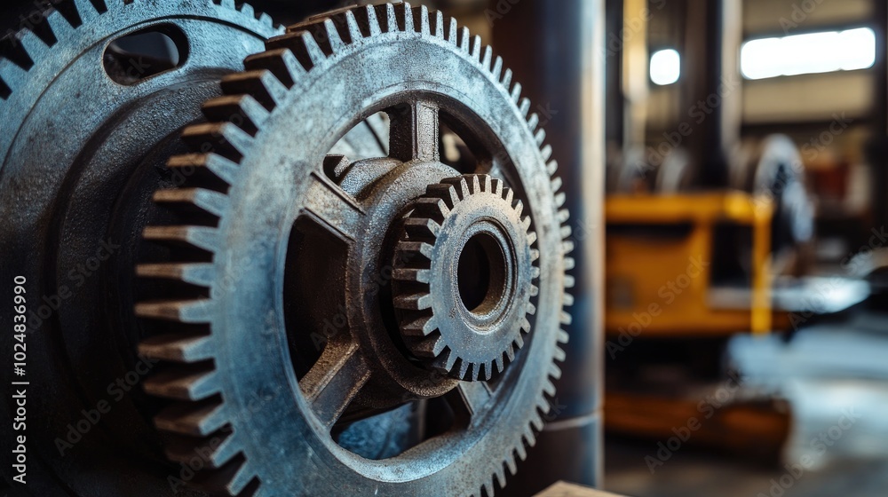 Industrial gears working in harmony, representing economic growth and collaboration in a dynamic economy.