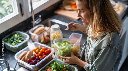 woman packing healthy snacks for her kids, ensuring they have nutritious