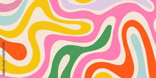 Psychedelic trippy y2k retro background vector design. Groovy abstract hippie pattern. Cool geometric wave texture.
