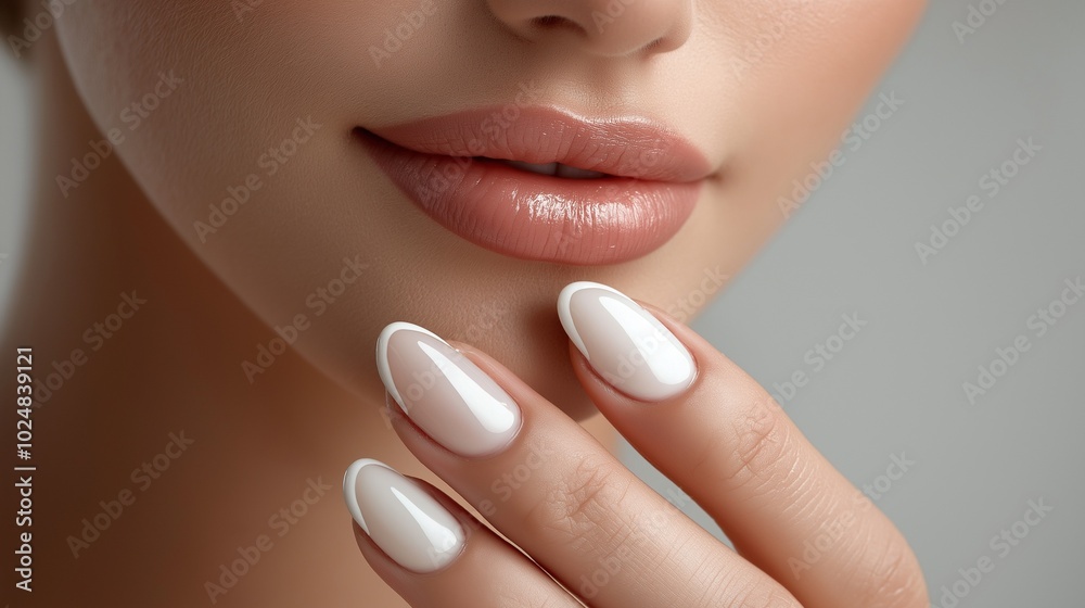 Obraz premium Young woman touching her face isolated