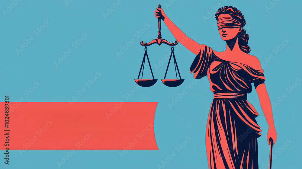 Lady Justice holding scales symbolizes fairness and equality, representing pursuit of justice. vibrant colors enhance emotional impact of image