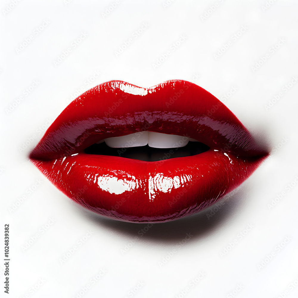 Juicy red lips isolated on white background Juicy red lips isolated on white background