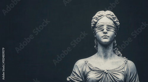 Lady Justice, depicted as blindfolded statue, symbolizes impartiality and fairness in legal system. This striking representation evokes sense of justice and equality