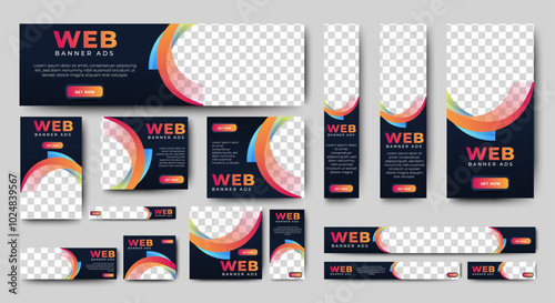 Professional ads banner template set design. Business web banner layout for cover, flyer, social media, background, poster, card. vector