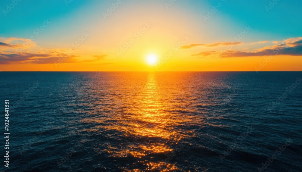 Fototapeta premium Golden Sunset Over Ocean Waves