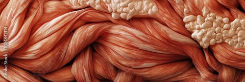 Muscle Tissue Anatomy Diagram, intricate illustration of human muscle structure, showcasing fiber bundles and their organization in detail photo