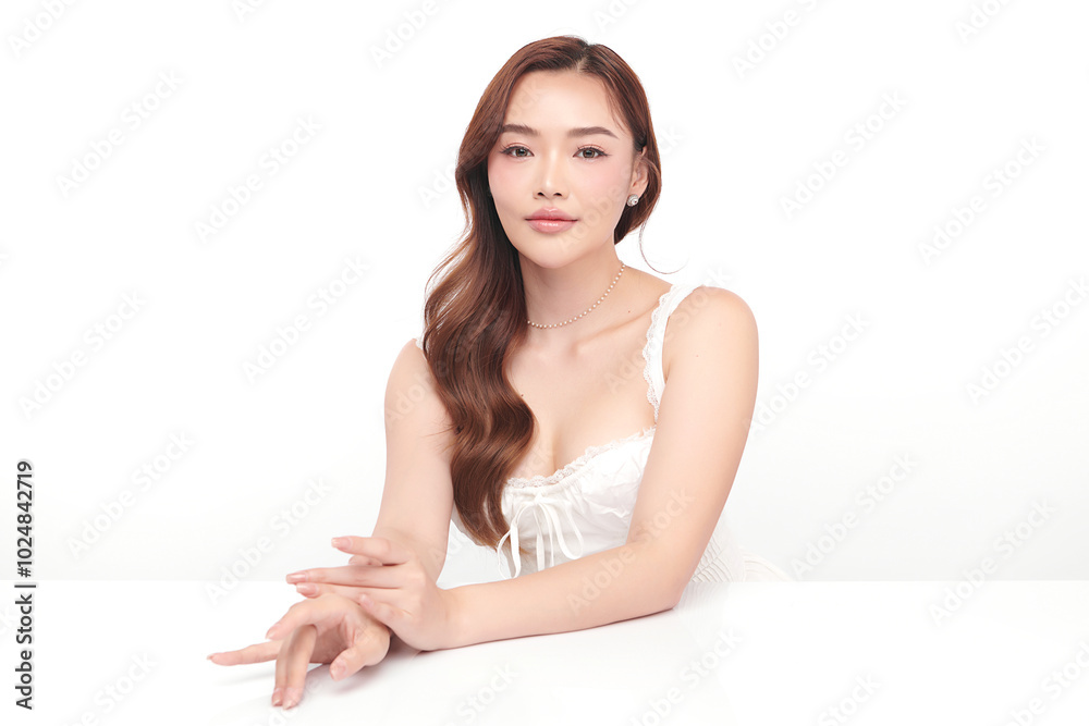 Beautiful young asian woman with clean fresh skin on white background, Face care, Facial treatment, Cosmetology, beauty and spa, Asian women portrait. Beautiful young asian woman with clean fresh skin on white background, Face care, Facial treatment, Cosmetology, beauty and spa, Asian women portrait.