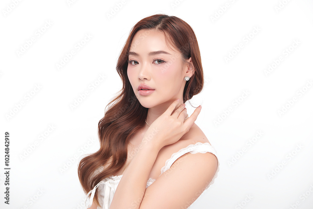 Beautiful young asian woman with clean fresh skin on white background, Face care, Facial treatment, Cosmetology, beauty and spa, Asian women portrait. Beautiful young asian woman with clean fresh skin on white background, Face care, Facial treatment, Cosmetology, beauty and spa, Asian women portrait.