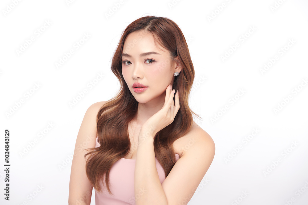 Beautiful young asian woman with clean fresh skin on white background, Face care, Facial treatment, Cosmetology, beauty and spa, Asian women portrait. Beautiful young asian woman with clean fresh skin on white background, Face care, Facial treatment, Cosmetology, beauty and spa, Asian women portrait.