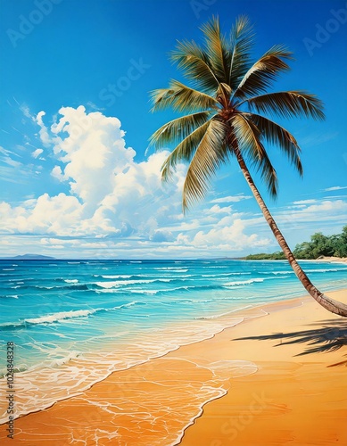 Tropical beach with palm trees