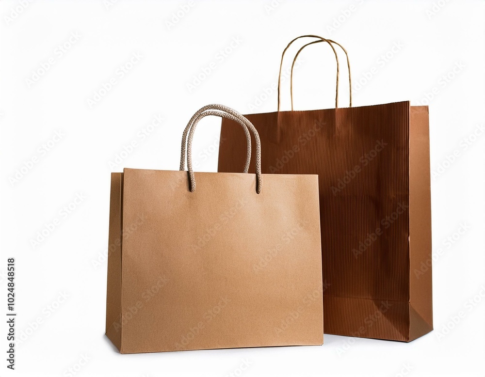 Set of paper shopping bag, file of isolated cut-out object on white background, mockup template for the design, Shopping sale delivery concept Set of paper shopping bag, file of isolated cut-out object on white background, mockup template for the design, Shopping sale delivery concept