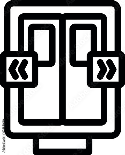 This bold icon represents the doors of a train opening and closing, with arrows indicating the direction of travel