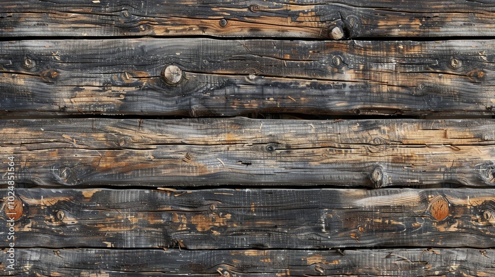 A close up of weathered, brown wood planks. A close up of weathered, brown wood planks.