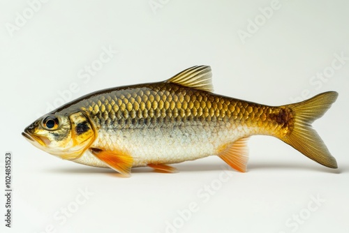 the beside view Araucanian Herring, left side view, white copy space on right, Isolated on White Background