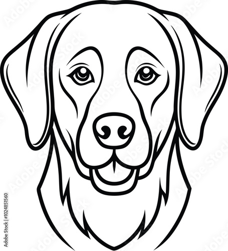 Labrador line art, Labrador line drawing, Labrador outline drawing, Labrador illustration