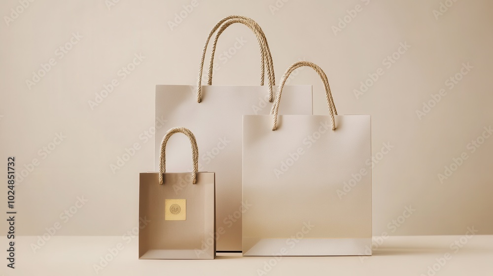 Luxury Beige Gradient Gift Bags With Gold Logo Luxury Beige Gradient Gift Bags With Gold Logo