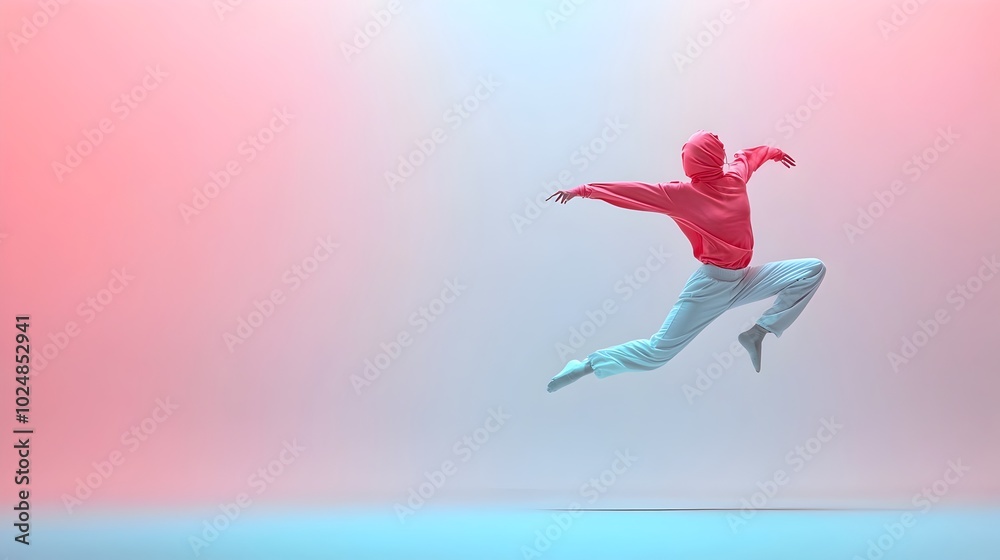 Dynamic Dancer Mid Leap in Abstract Motion Conveying Freedom and Expressive Grace Dynamic Dancer Mid Leap in Abstract Motion Conveying Freedom and Expressive Grace