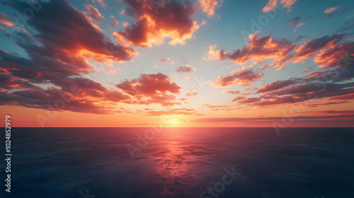 Sunset Sky Over Water - Realistic Background Image