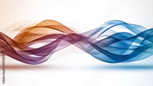 This colorful abstract background features smooth, flowing wavy lines in vibrant hues of blue and orange, perfect for creative projects or digital designs.