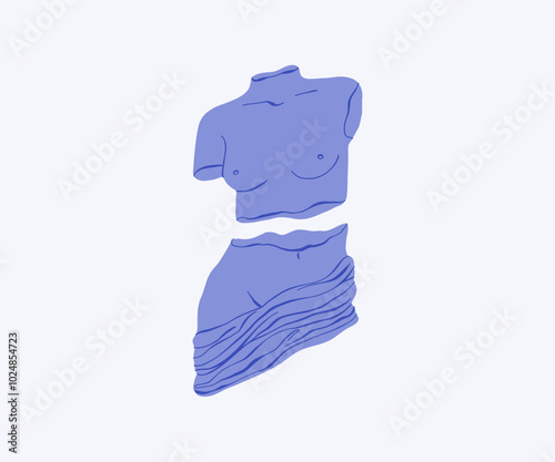 Marble Greek part of the statue in a flat style. Hand drawn vector illustration.