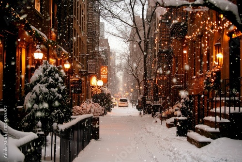 Winter scene on Gay Street in New York City's Greenwich Village neighborhood