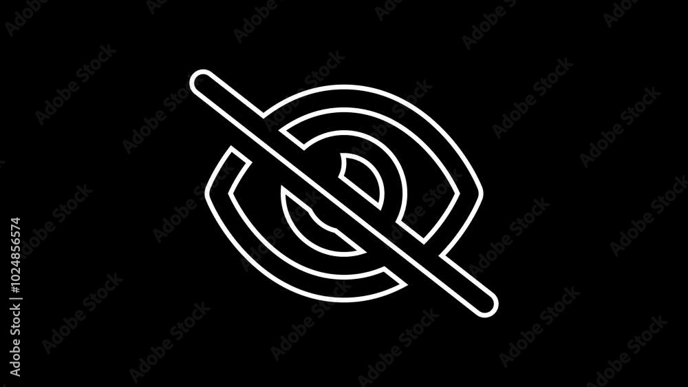 Crossed eye icon. Eye off or blind icon flat design animation. Hide eye slash. Crossed eye icon. Eye off or blind icon flat design animation. Hide eye slash.