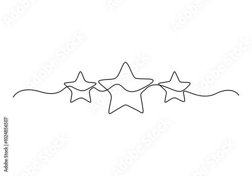 Hand draw doodle stars in one continuous line arts style vector, Star continuous single line drawing vector illustration. Pro vector
