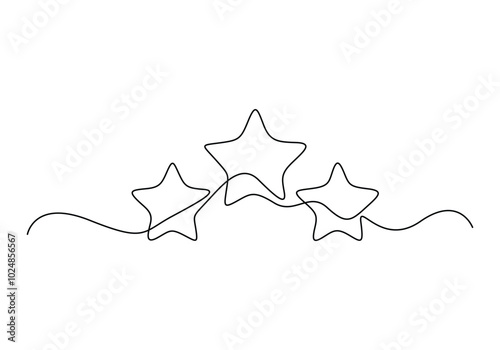 Hand draw doodle stars in one continuous line arts style vector, Star continuous single line drawing vector illustration. Pro vector