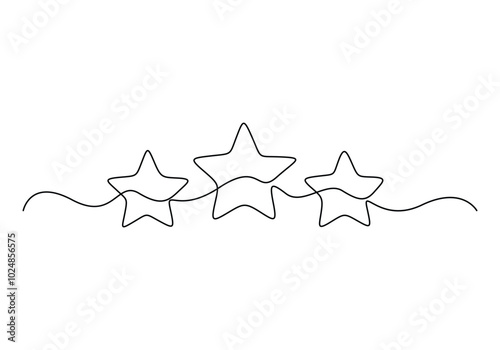 Hand draw doodle stars in one continuous line arts style vector, Star continuous single line drawing vector illustration. Pro vector