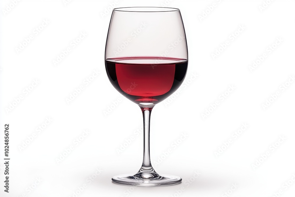 A single wine glass with red wine, symbolizing romance and drama, isolate on white background. A single wine glass with red wine, symbolizing romance and drama, isolate on white background.