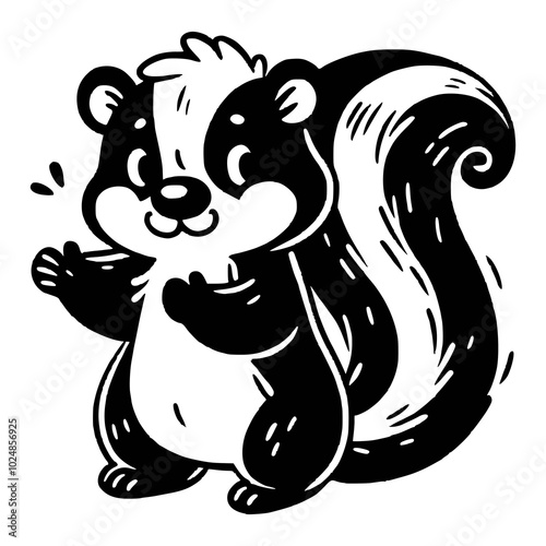 cute skunk cartoon wild animal doodle hand drawn vector illustration template design