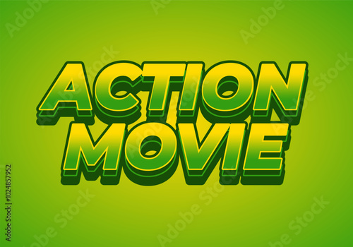 Action movie. Text effect in 3D look with modern colors