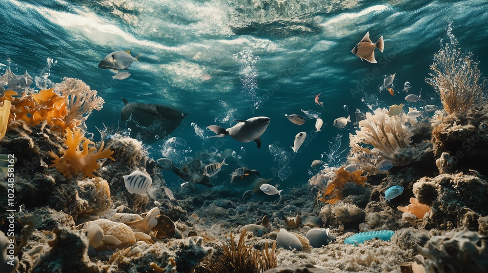 Fototapeta premium A Graphic Showcasing the Impact of Plastic Waste on the Environment and Health
