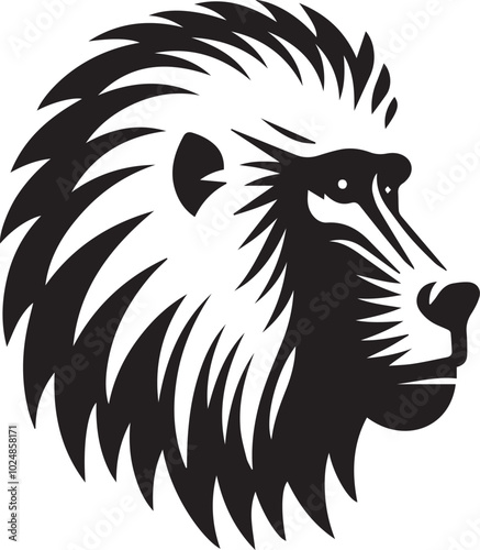 Baboon head silhouette black vector