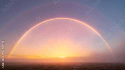 Rainbow Arcing Over a Green Meadow After a Rainstorm | Captivating Nature Scene Symbolising Hope and Renewal