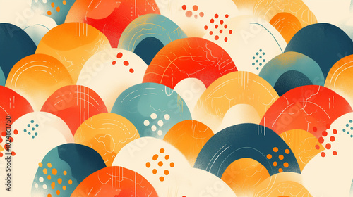 Cute doodle pattern background with abstract shapes and dots. Modern pattern for Banner, Flyer, Cover...
