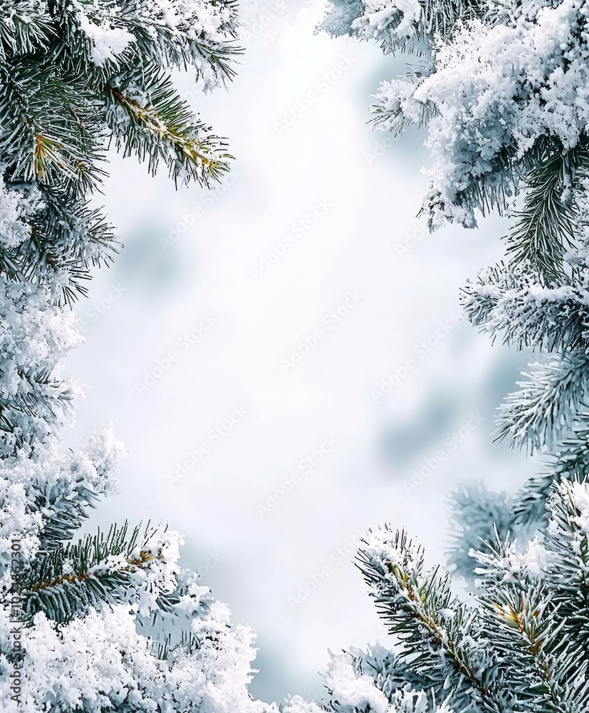 Snow-covered trees in a forest in the frost. Winter landscape. Snow-covered trees in a forest in the frost. Winter landscape.