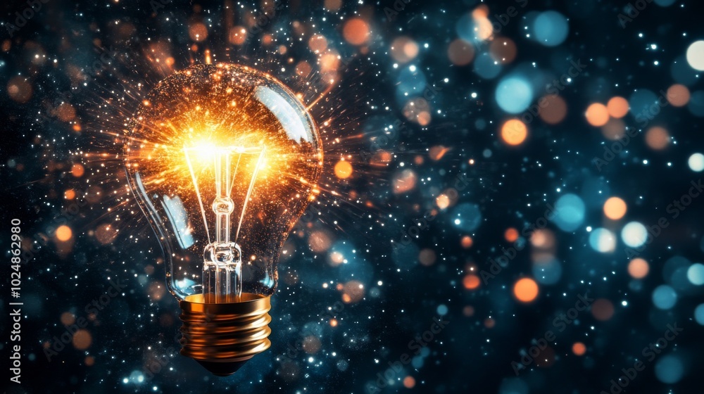 Bright Spark of Creativity in a Colorful Background Bright Spark of Creativity in a Colorful Background