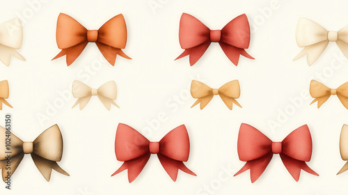 Collection of colorful decorative bows on a soft background. photo