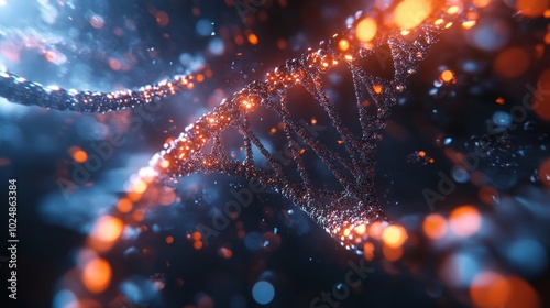 Glowing, Crystalline DNA Helix in a Dark Setting