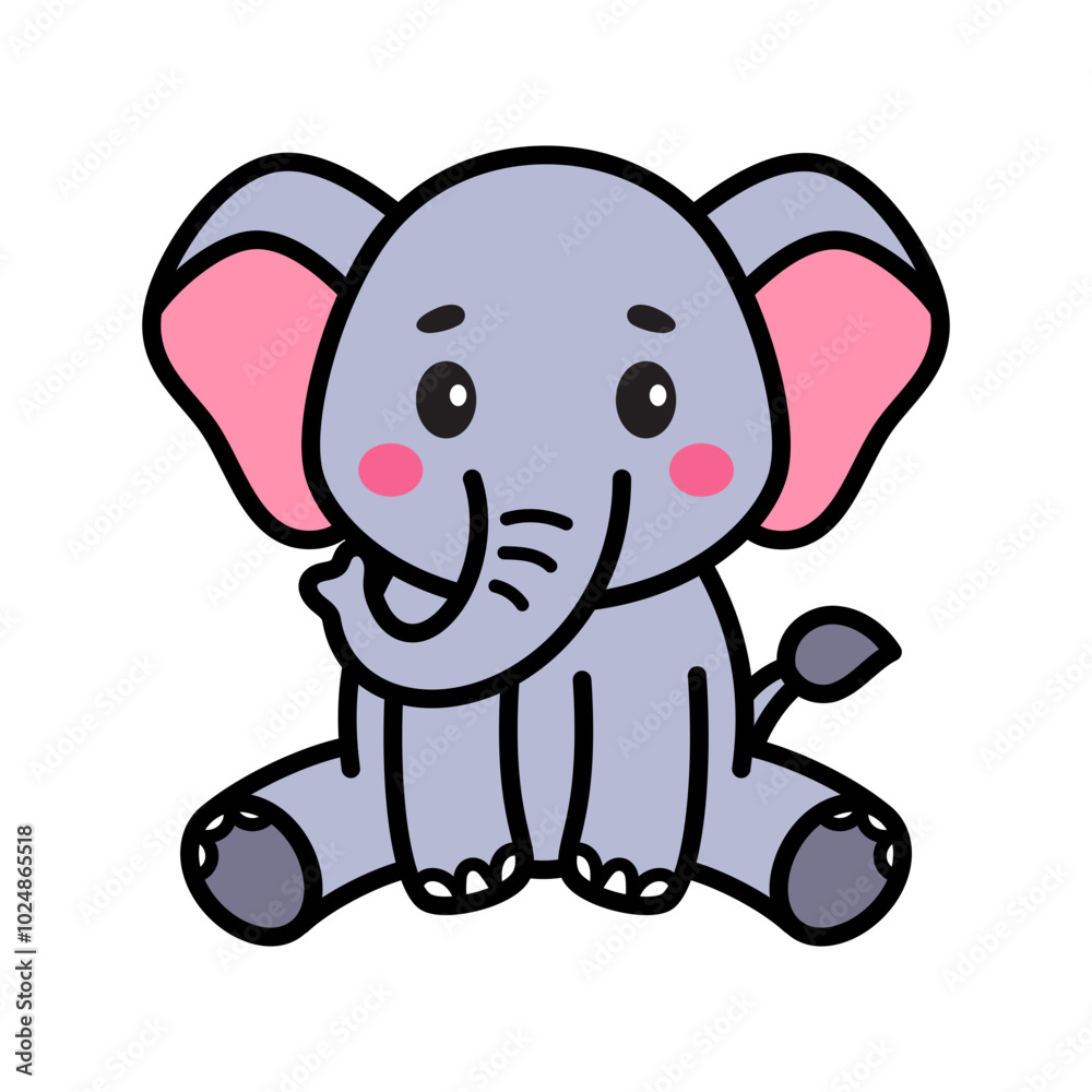 Cute Elephant Cartoon Illustration Vector