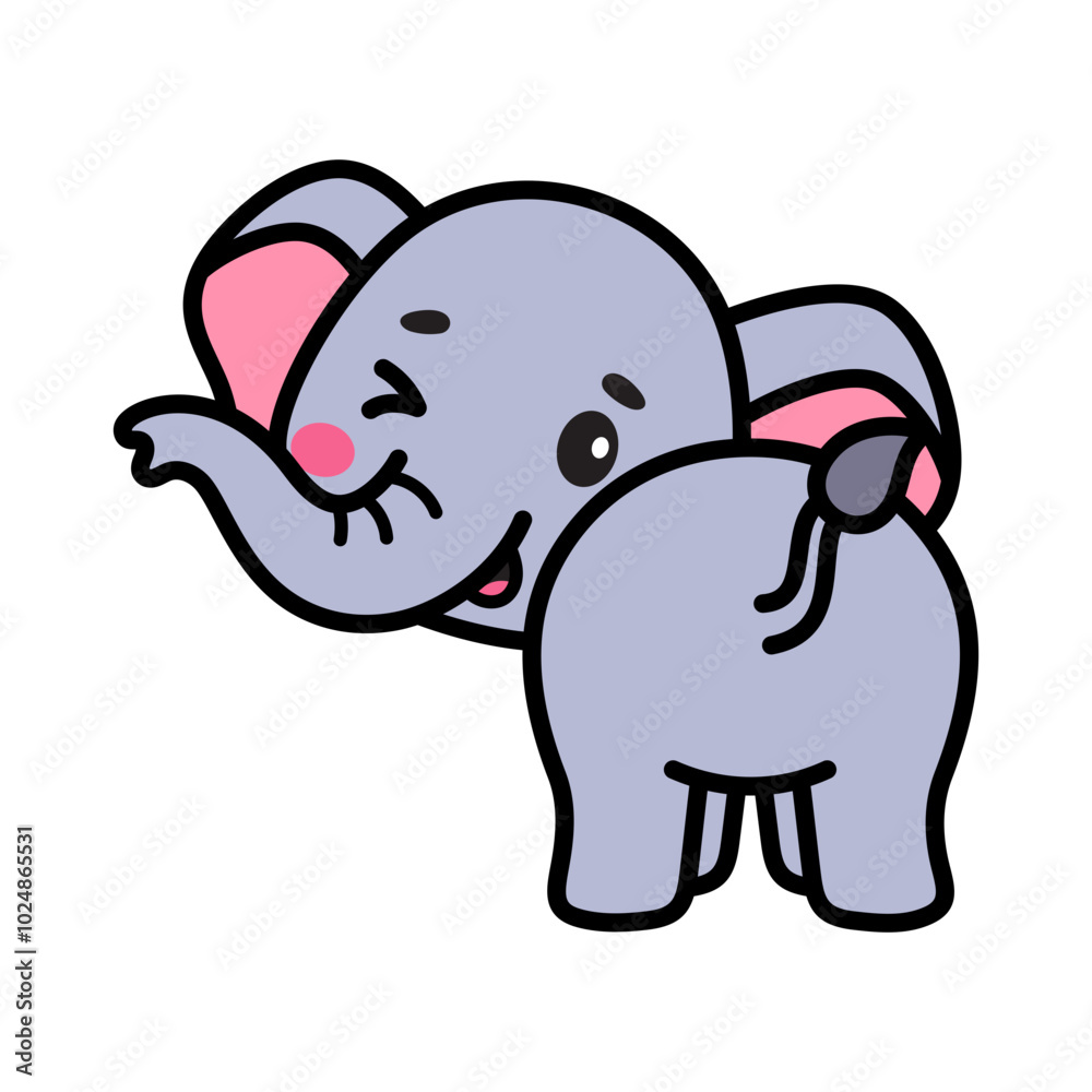 Fototapeta premium Cute Elephant Cartoon Illustration Vector