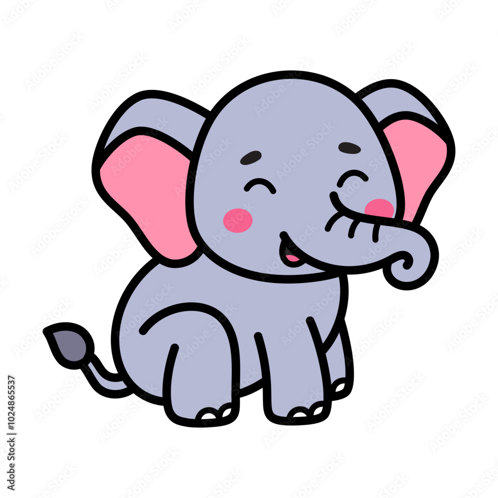 Obraz premium Cute Elephant Cartoon Illustration Vector
