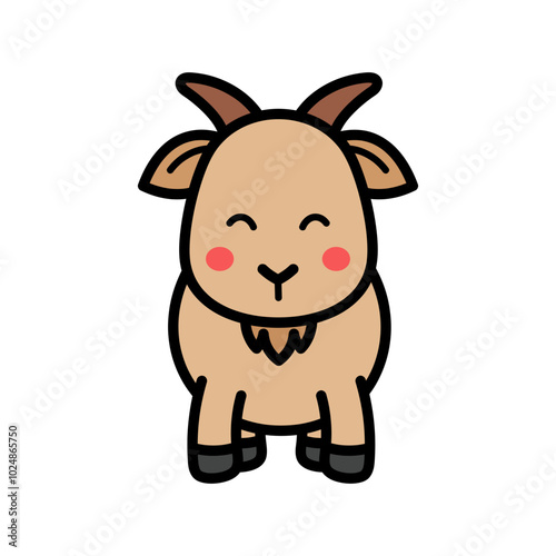 Cute Goat Cartoon Illustration Vector