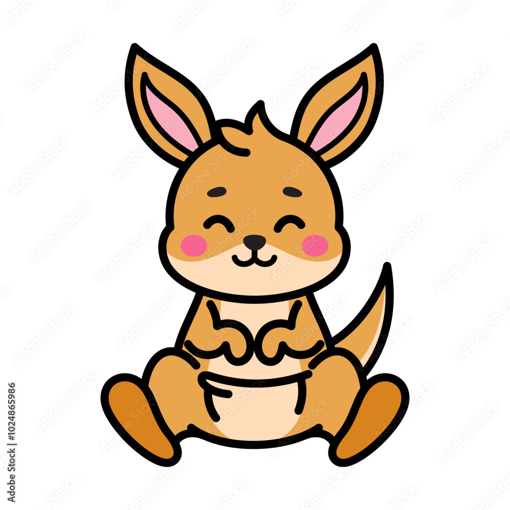 Fototapeta premium Cute Kangaroo Cartoon Illustration Vector