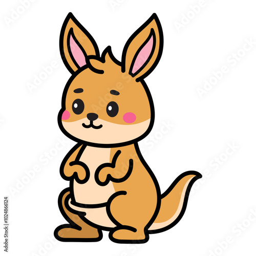 Cute Kangaroo Cartoon Illustration Vector