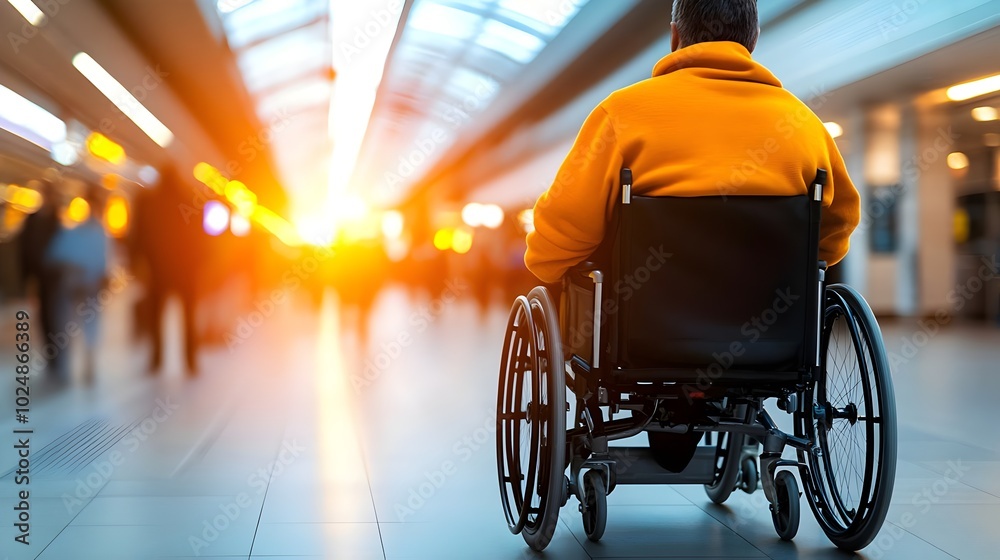 Obraz premium man in wheelchair at airport