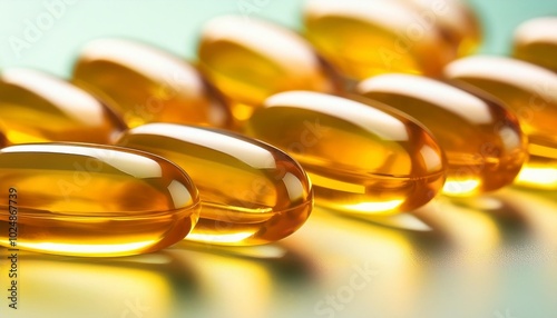 fish oil omega 3 yellow capsules close up health care theme