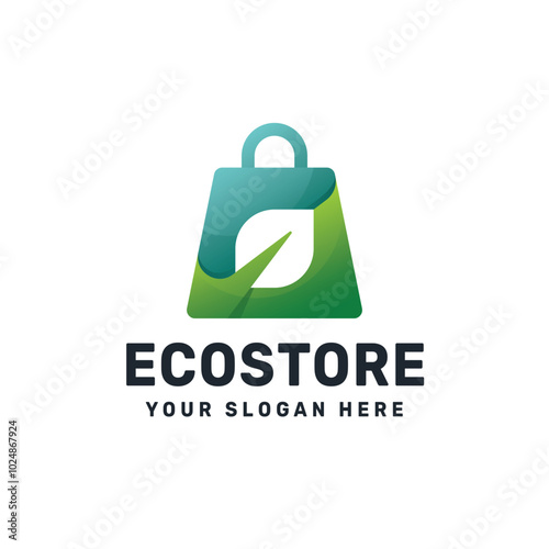 Eco store logo gradient vector icon illustration