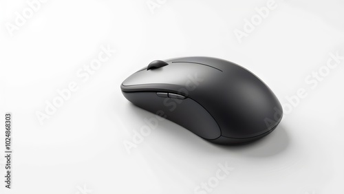 Wireless Computer Mouse on Plain White Background for Office Tech Branding photo